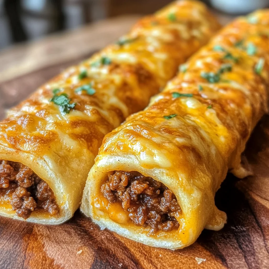 Cheesy Taco Stuffed Breadsticks with Taco Filling