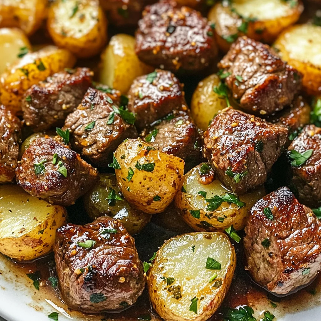 Garlic Steak Bites and Potatoes