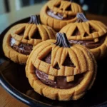 Milk Chocolate Stuffed Jack-O'-Lantern Cookies