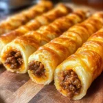 Cheesy Taco Stuffed Breadsticks with Taco Filling