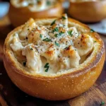 Chicken Alfredo Garlic Bread Bowls
