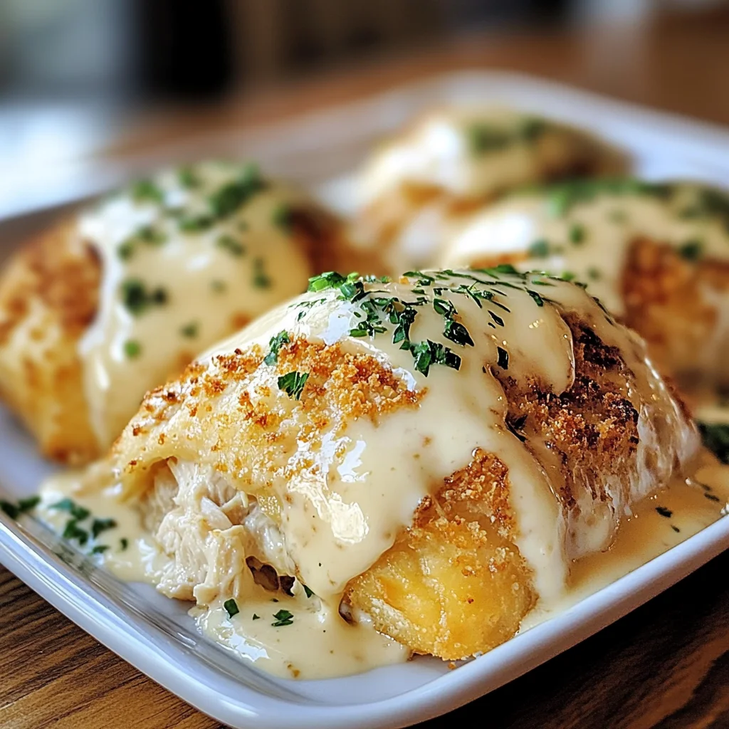 Chicken Pillows with Creamy Parmesan Sauce