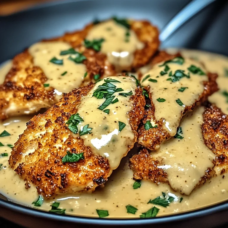 Crispy Parmesan Chicken with a Rich Garlic Sauce - Easy Dinner Idea