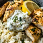 Easy Chicken Tzatziki Rice Bake