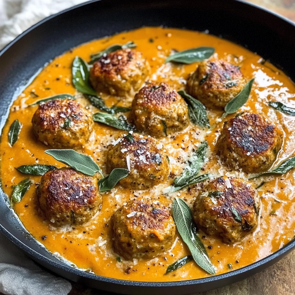 Turkey Meatballs in Pumpkin Sage Sauce