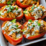 Buffalo Chicken Stuffed Peppers - Dairy Free & Low Carb