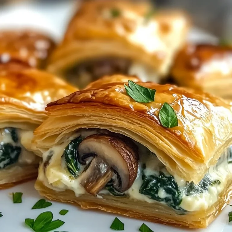 Creamy Mushroom & Spinach Stuffed Pastry Bites