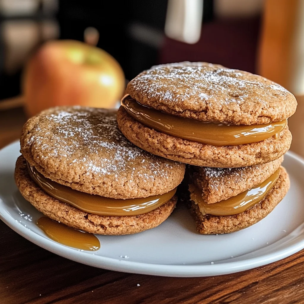 Apple Cider Whoopie Pie cookies with Caramel Filling