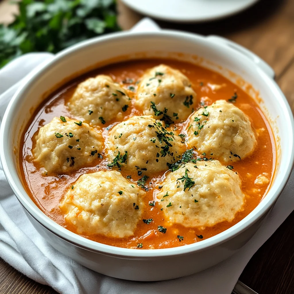 Best Tomato Soup with Cheddar Bay Dumplings