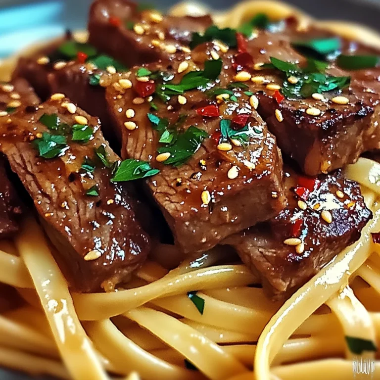 Sweet and Spicy Garlic Steak Pasta