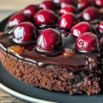 Chocolate Cherry Upside Down Cake 🍒🍫