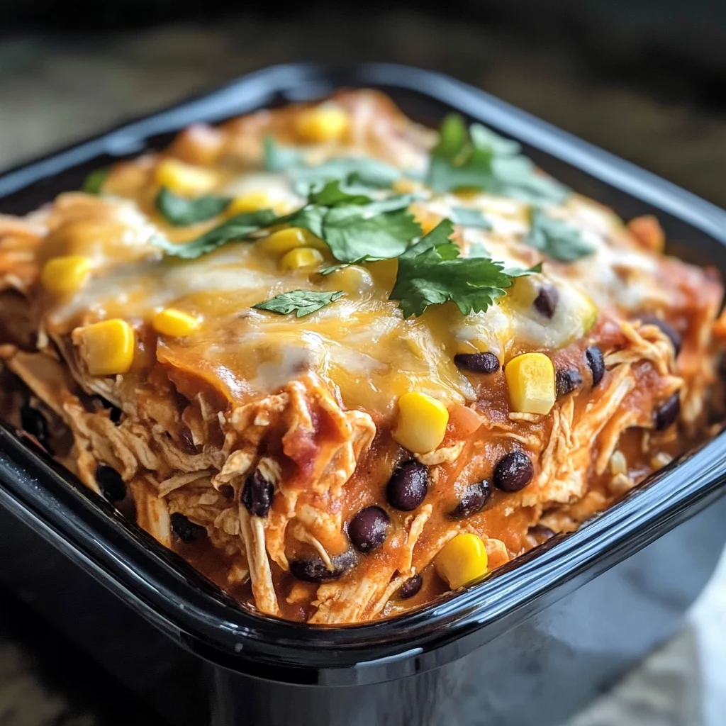 Crockpot Chicken Enchilada Casserole
