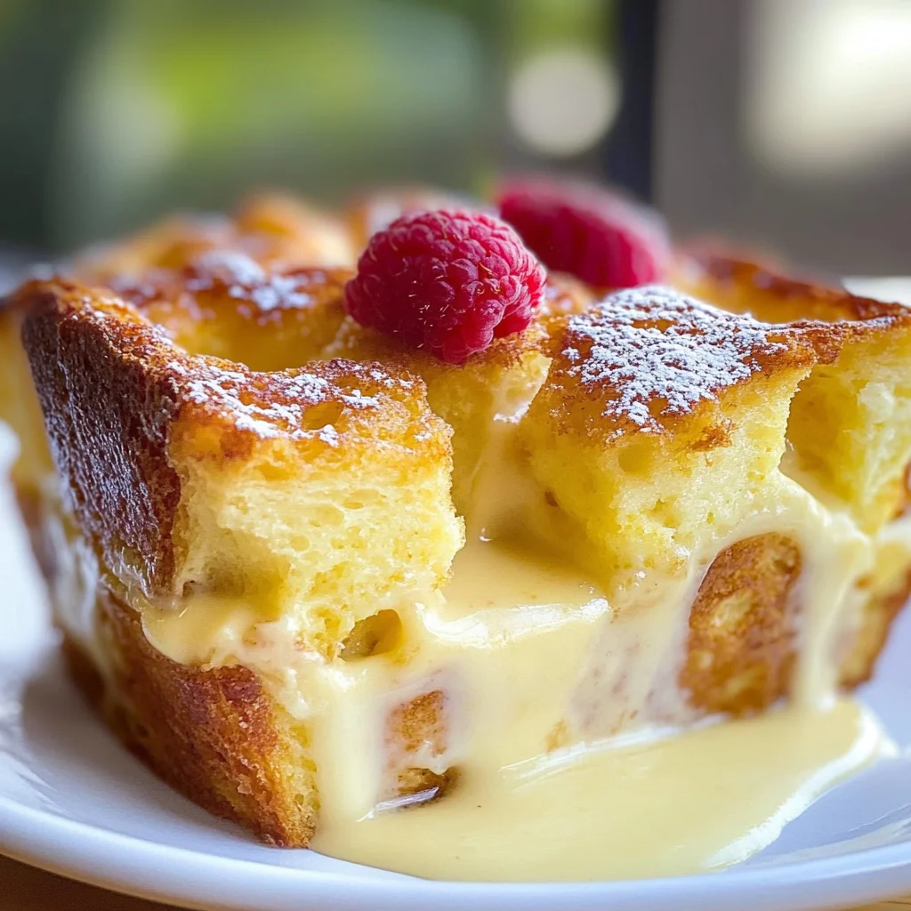Custard Bread Pudding with Vanilla Sauce