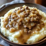 Delicious chicken chicken hamburger Gravy Over Mashed Potatoes