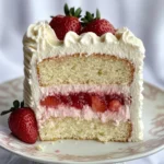 Moist Vanilla Cake with Strawberry Filling