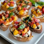 Quick Peach Bruschetta with Whipped Ricotta