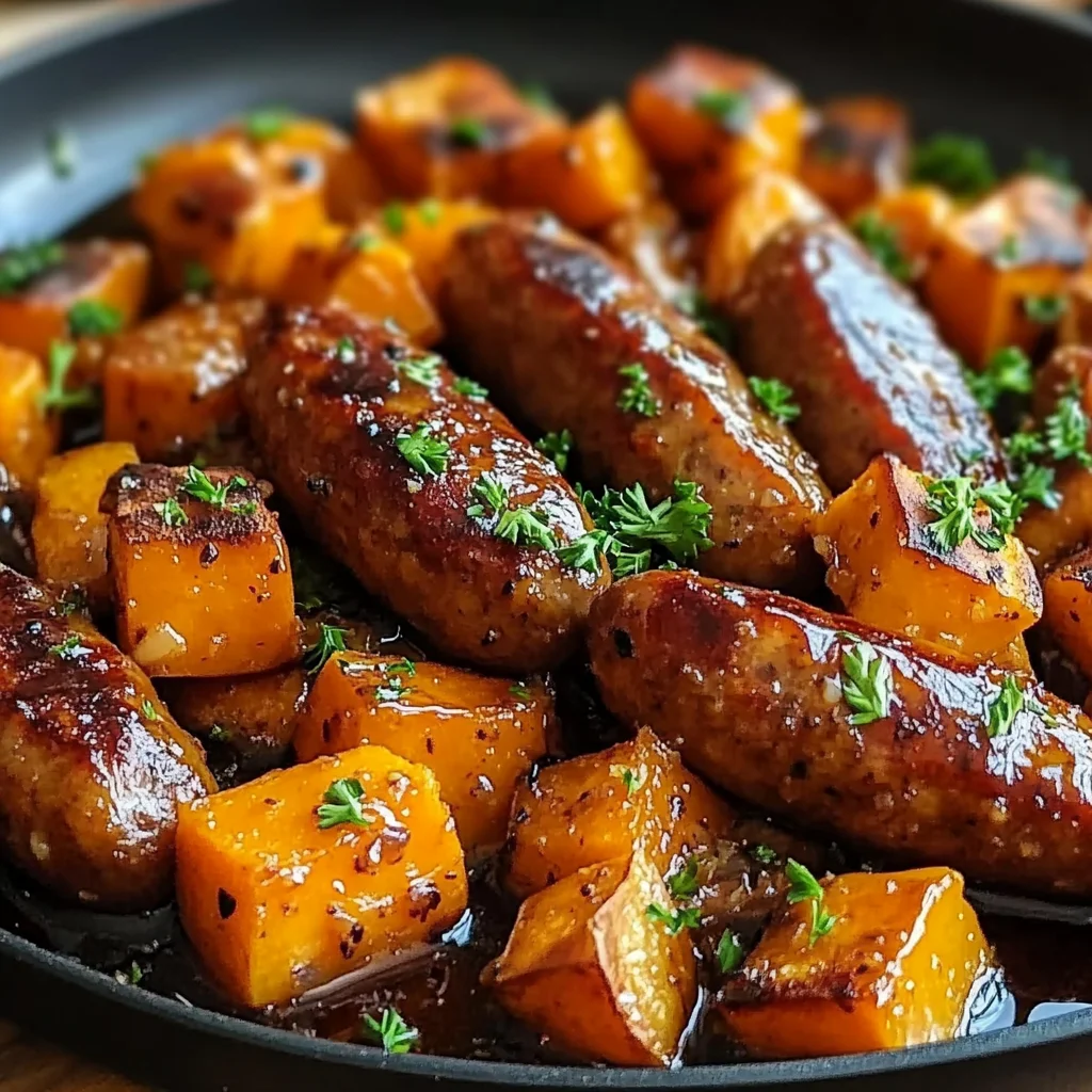 Sausage and Sweet Potatoes with Honey Garlic Sauce